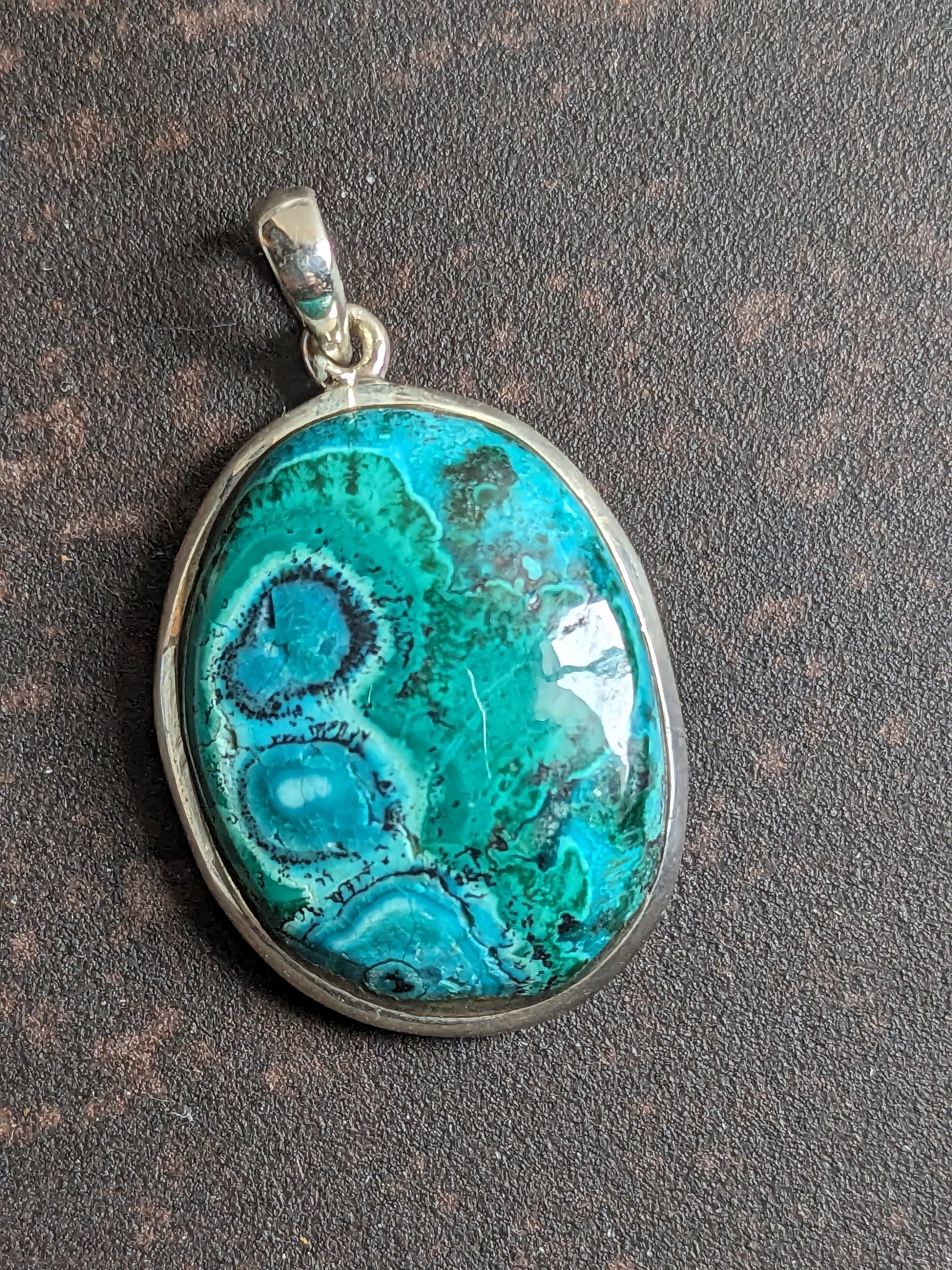 クリソコラマラカイト　シルバーペンダント　トップ　ネックレス　silver 925 一点物　天然石　11