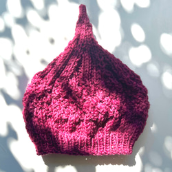 新作!! ウール手編みどんぐり帽子　ワインカラーフリーサイズ　プチギフト 4枚目の画像