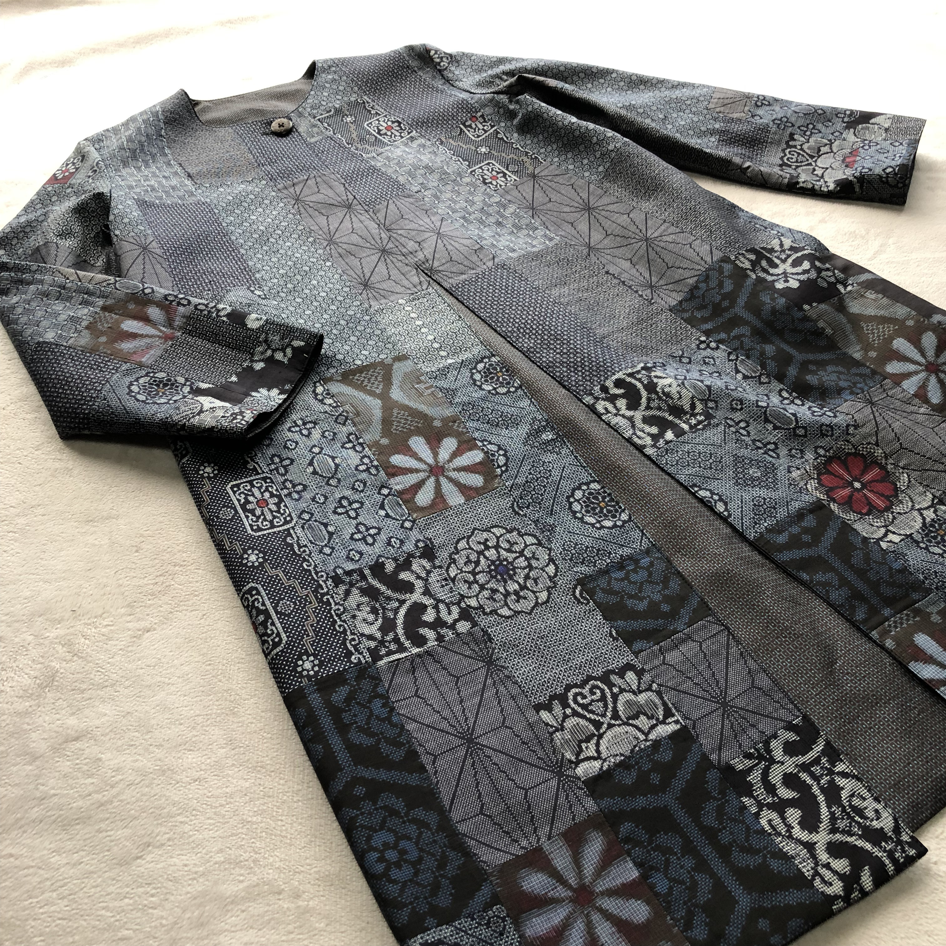 結城紬＆大島紬 リバーシブル ハーフコート 販売日本 レディース