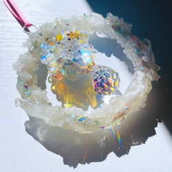 Flower Crystal Wreath フラワークリスタルリースサンキャッチャー お花のきらきらリース 7枚目の画像
