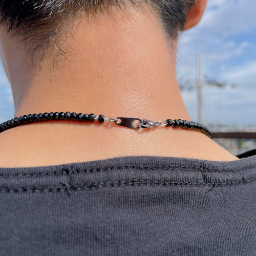 存在感を醸し出す!!】ブラックスピネルネックレス 4mm・2mm 目標