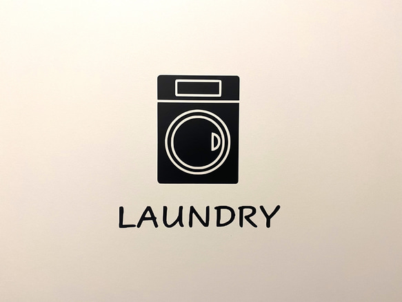 【ドアステッカー】LAUNDRY ドアサインステッカー 再剥離可！カラー:黒/白/金/銀 ランドリールーム 1枚目の画像