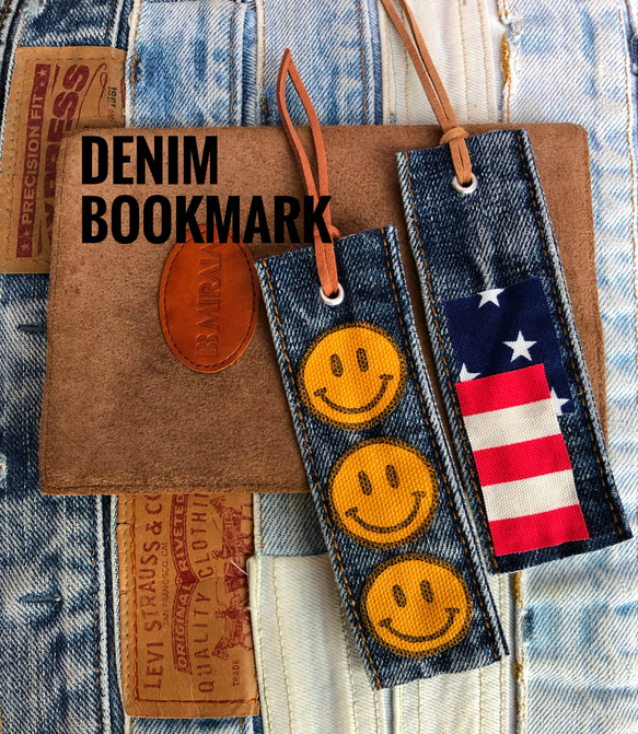 ☆2個セット・DENIM  BOOKMARK☆デニムブックマーク　栞☆ 1枚目の画像