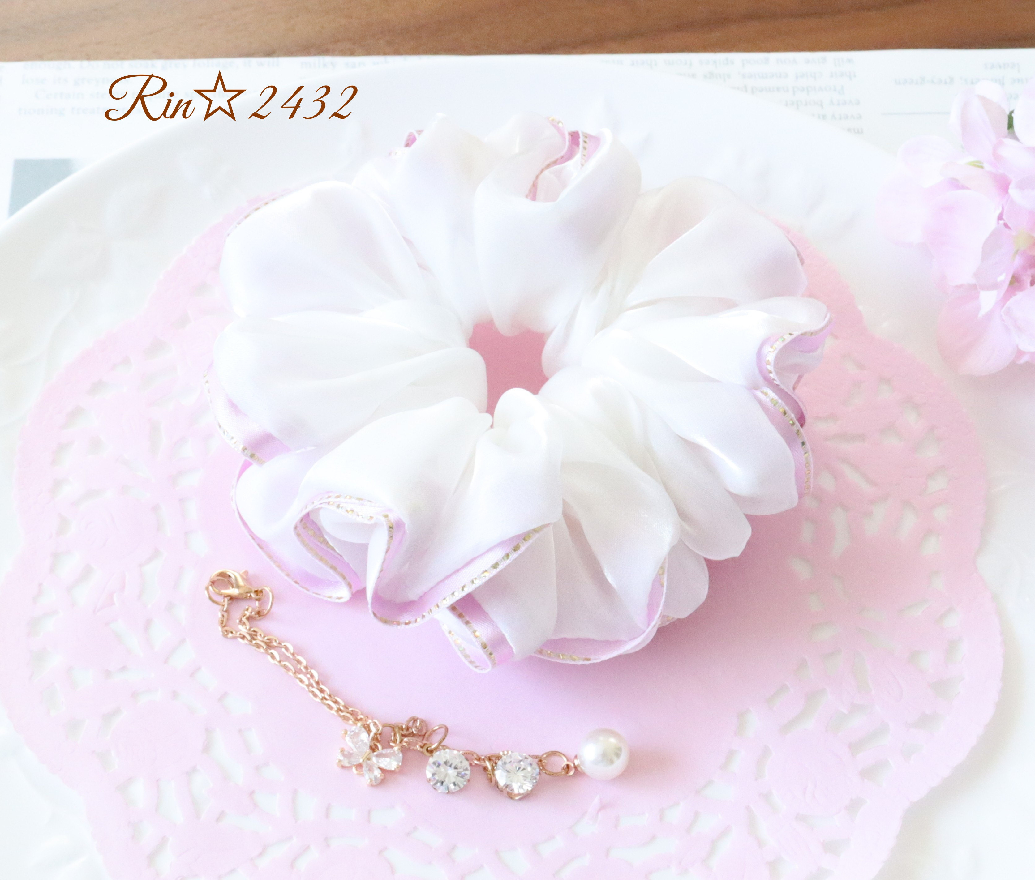 ♡大きめ高砂に！リボンチュール♡白×ピンク 2枚セット♡ 4deaa2642e925a82e696b69ede675c