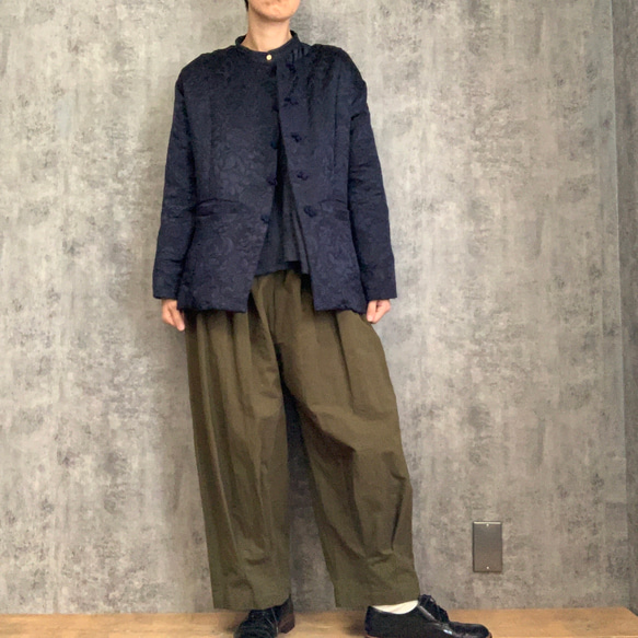 Sale シルクウールのチャイナジャケット　Silk &Wool china jacket 2枚目の画像