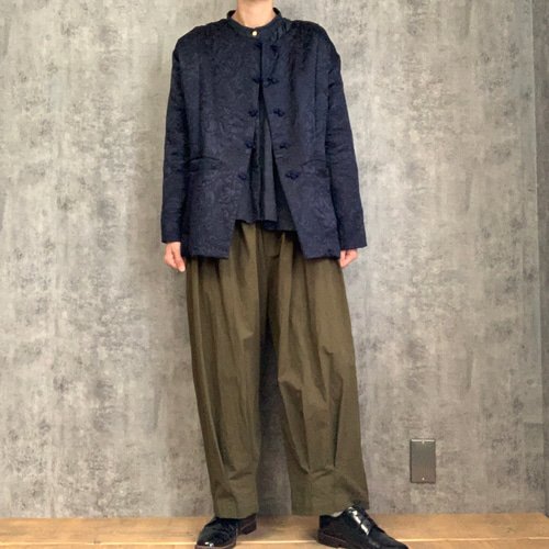 MICHEL  シルク チャイナシャツジャケット ネイビー/EZ62 Sale シルクウールのチャイナジャケット Silk &Wool china jacket