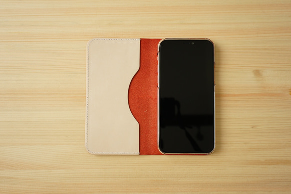 牛皮 iPhone14/14pro 保護套 Nume 皮革皮套 筆記本型 紅色 第3張的照片