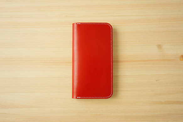 牛皮 iPhone14/14pro 保護套 Nume 皮革皮套 筆記本型 紅色 第1張的照片