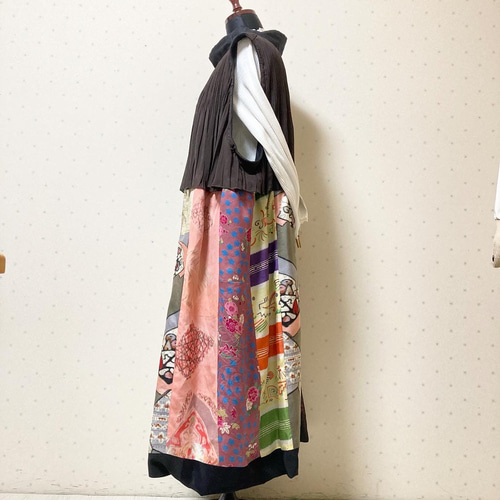 着物リメイク ツギハギワンピース ワンピース yuki-usagi 通販 着物リメイク ツギハギワンピース ワンピース yuki-usagi 通販