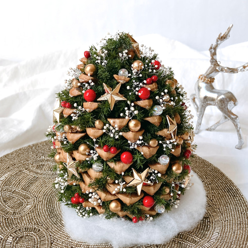 松ぼっくりの星降るクリスマスツリー LLサイズ リース pluieflower