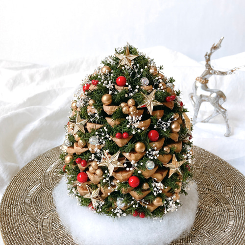 松ぼっくりの星降るクリスマスツリー LLサイズ リース pluieflower