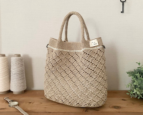 MISTO ベージュ かごバッグ 保存袋付き ショルダー付きカゴバッグ※一部店舗のみ入荷