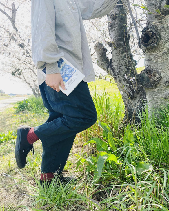 ペグトップタックパンツ/ブラック/三河織物 5枚目の画像