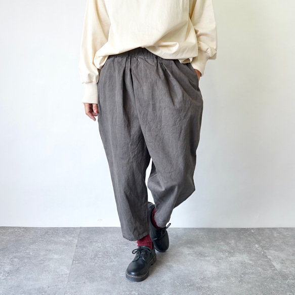 上衣打褶褲/灰色/Mikawa 紡織物 第1張的照片