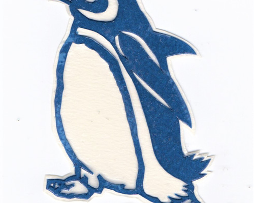 切り絵ペンギンステッカー「一歩踏み出すマゼランペンギン」 シール