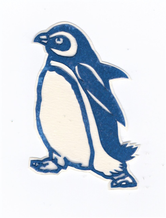 切り絵ペンギンステッカー「一歩踏み出すマゼランペンギン」 1枚目の画像