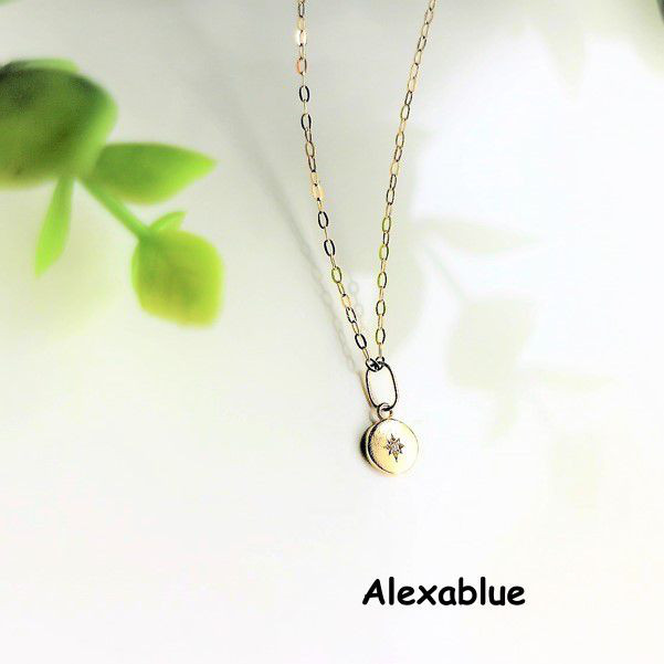 K10 ダイヤモンドコイン ネックレス　　4月誕生石　受注生産品　送料＆ラッピング無料