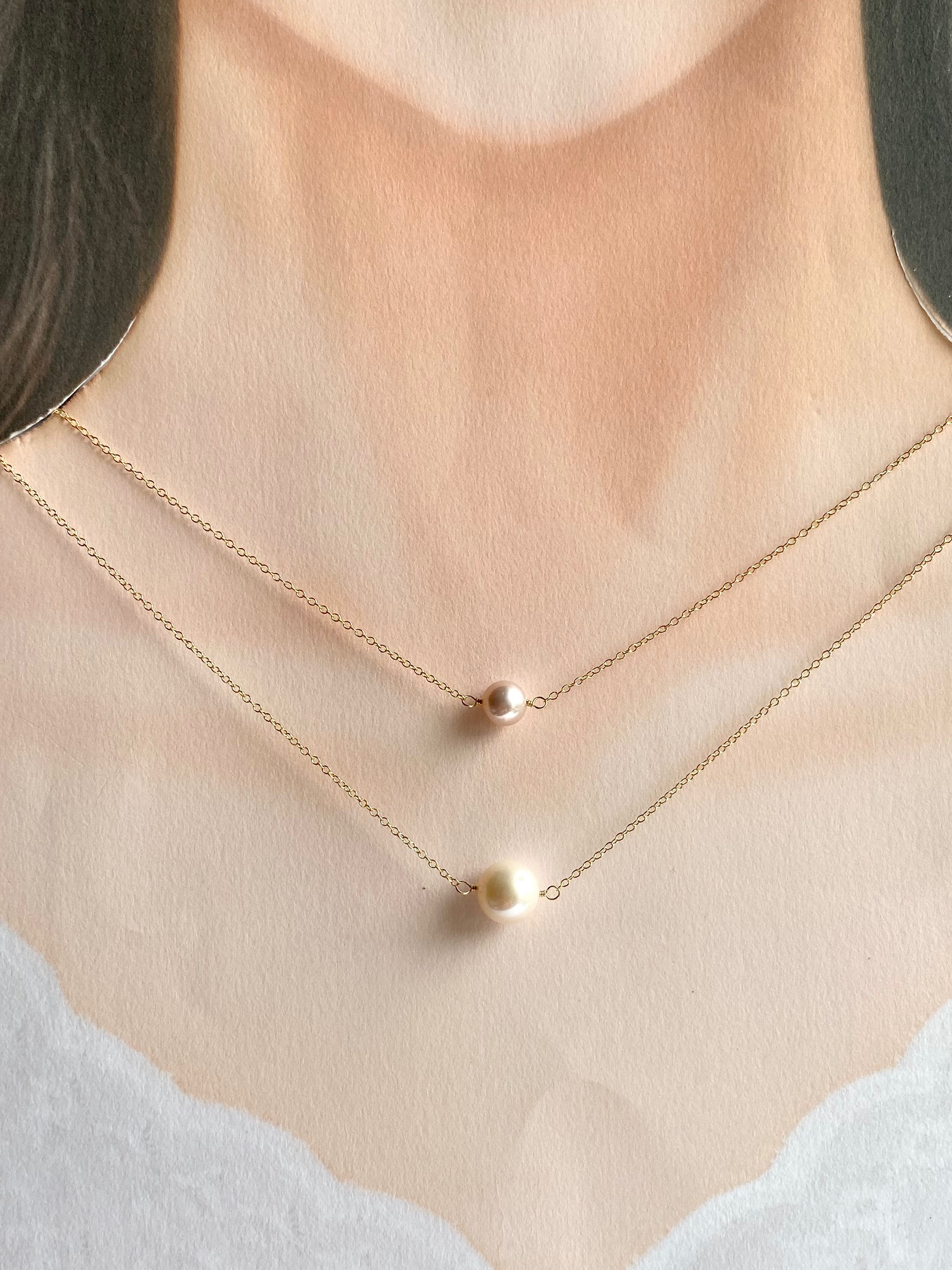 Luna 大粒淡水パールAAA’の一粒ネックレス 真珠 6月誕生石