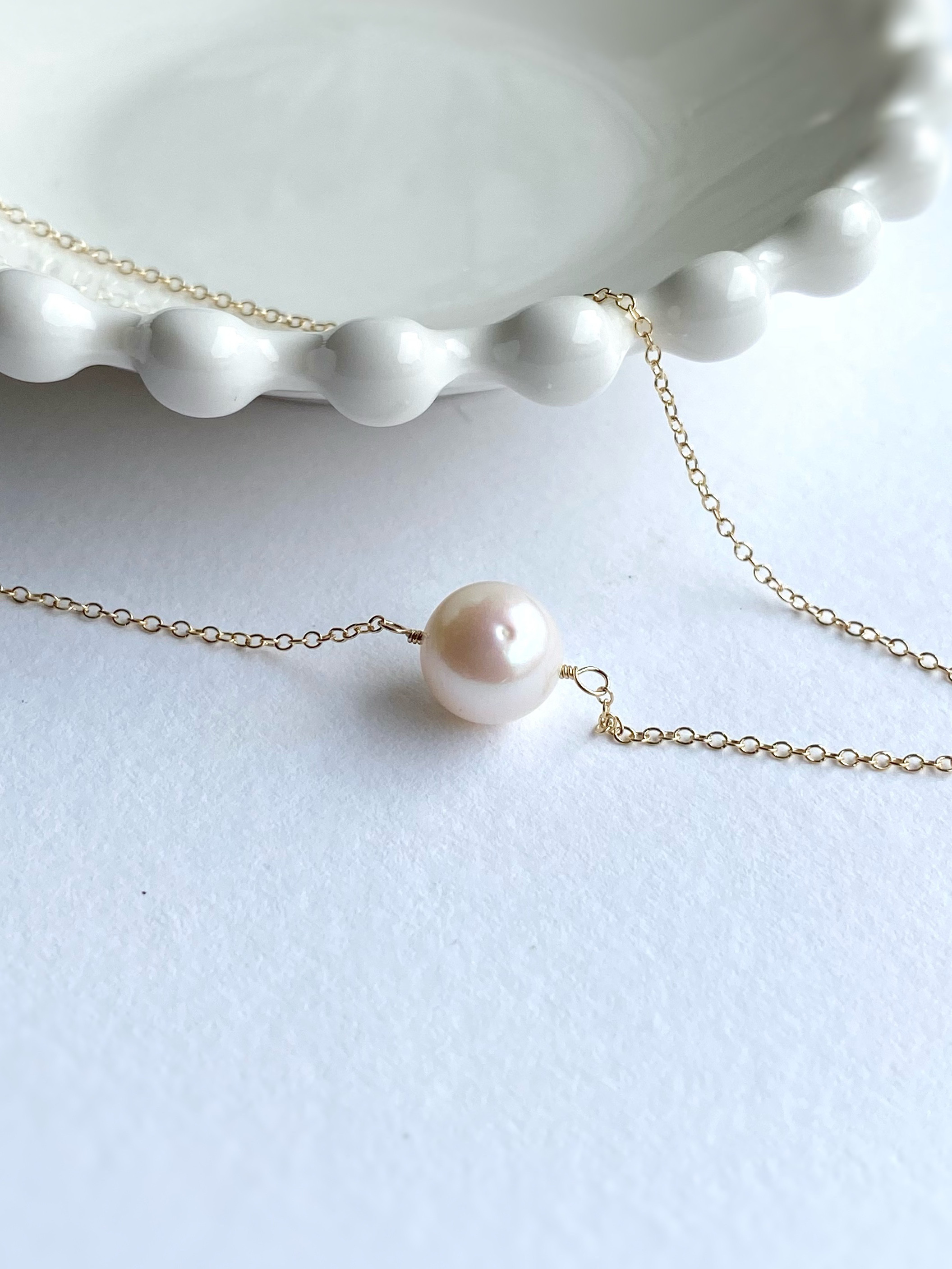 Luna 大粒淡水パールAAA’の一粒ネックレス 真珠 6月誕生石