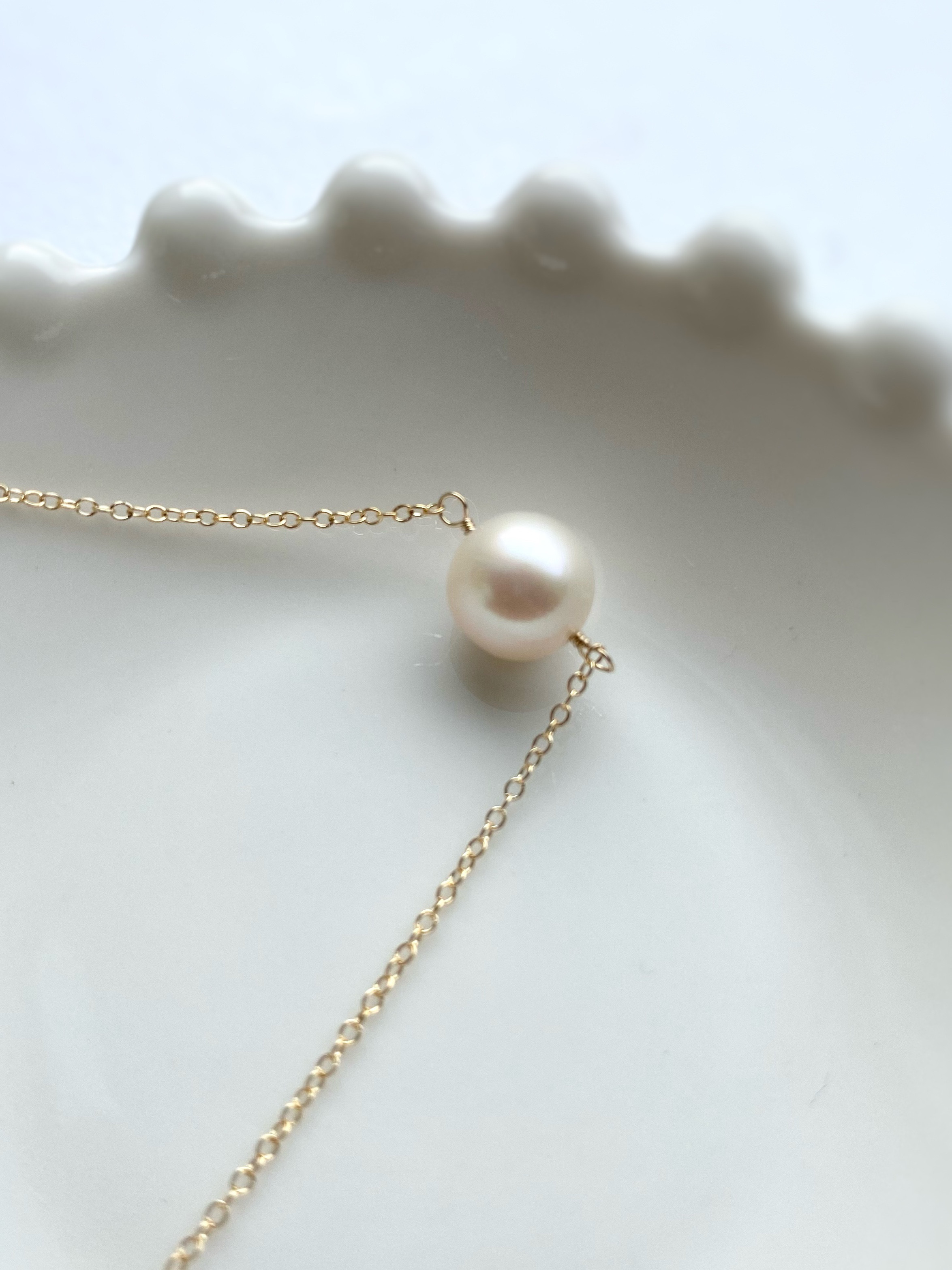 Luna 大粒淡水パールAAA’の一粒ネックレス 真珠 6月誕生石