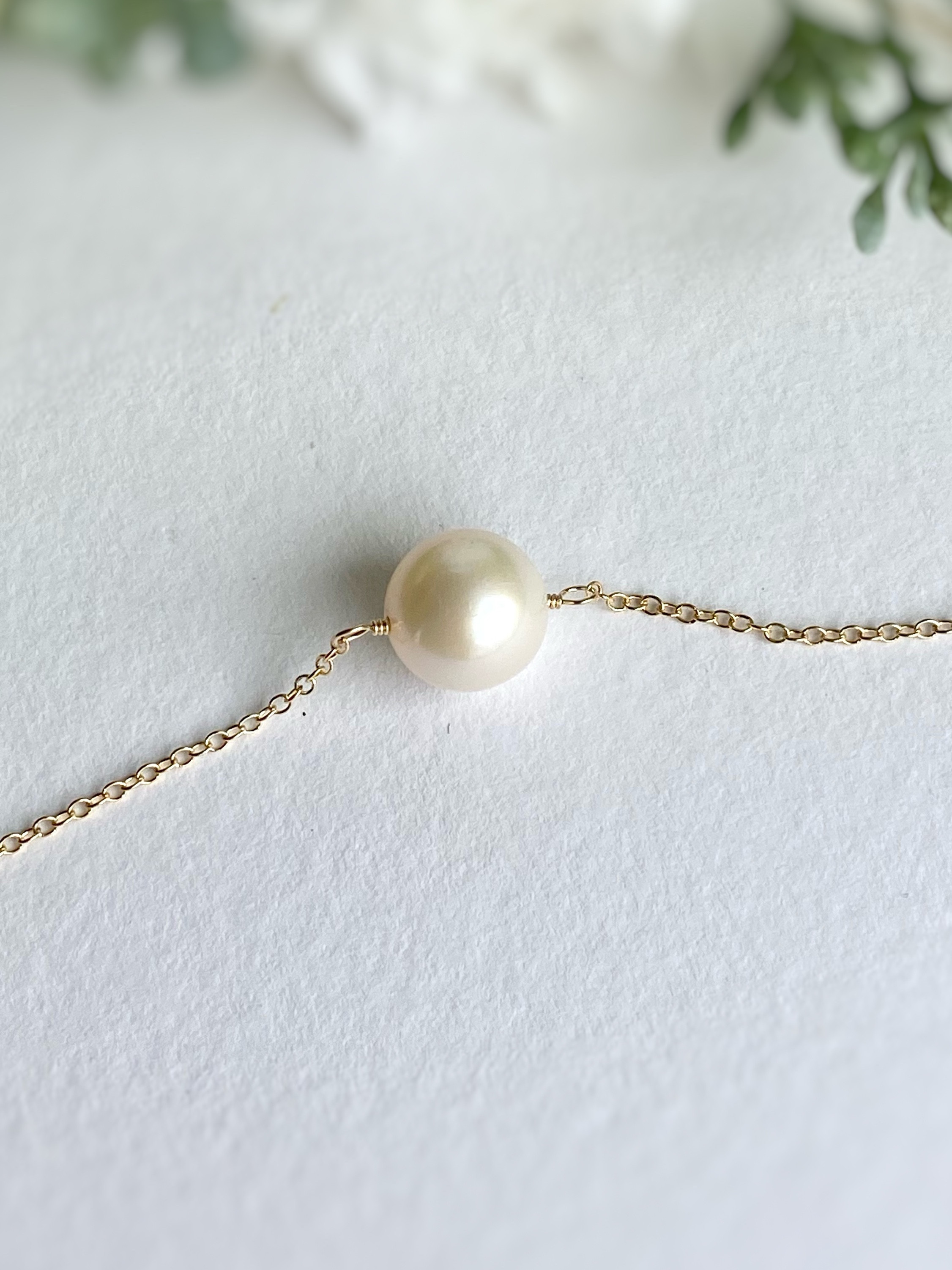 Luna 大粒淡水パールAAA’の一粒ネックレス 真珠 6月誕生石