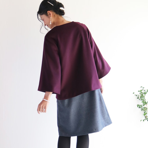 Dabuwawa ワインレッドのショートコートとスカートの2点セット Dabuwawa ワインレッドのショートコートとスカートの2点セット