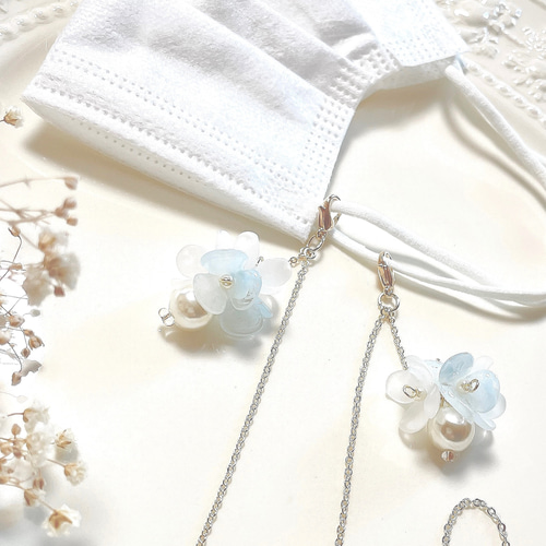 ♪❤️ 雫　花　パール　マスクチェーン　メガネチェーン　ハンドメイド ♪❤️ 雫花パールマスクチェーンメガネチェーンハンドメイド
