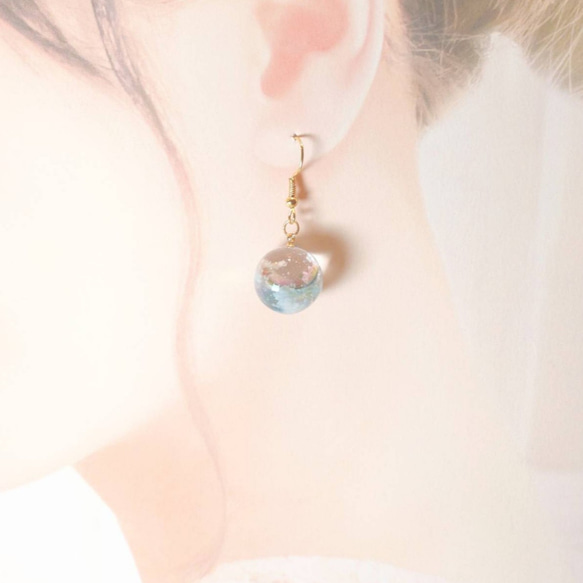 虹 しゃぼん玉 ピアス イヤリング こども 雲レジン 空レジン ピアス 
