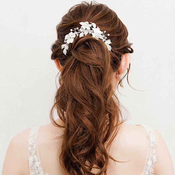 MA127 ヘッドドレス　ウェディング　小枝　ブライダル ヘアアクセサリー   ゴールド  結婚式 3枚目の画像