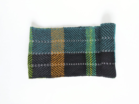 手織りスヌード　黒・緑・茶１ 3枚目の画像