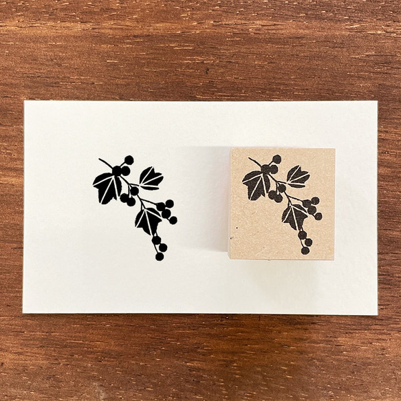 ナカノエミさん監修 イラストスタンプ 野ぶどう 秋 植物 花 はんこ ハンコ（a-146） 1枚目の画像