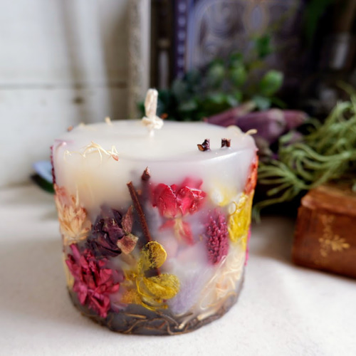 ムスク＆ローズウッド＊W 3Dボタニカルキャンドル キャンドル  