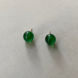 Green onyx&fringe pierce グリーンオニキス 14kgf 2way ピアス 3枚目の画像