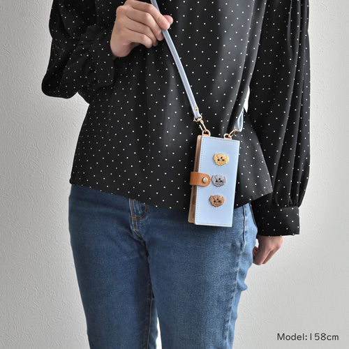 全機種対応 スマホケース 手帳型 【 刺繍 縦下げパーツ トイ