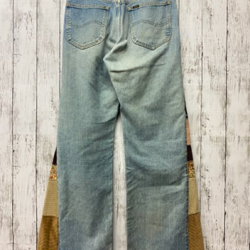 リメイク デニム 手縫い パッチワーク ペイント ロングパンツ Miharu