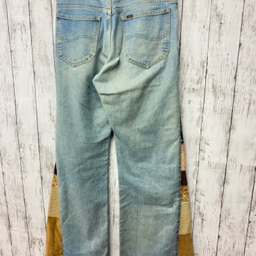 リメイク デニム 手縫い パッチワーク ペイント ロングパンツ Miharu