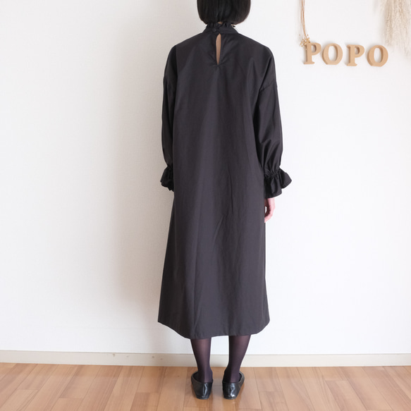 【5日以内発送】洗えるポエットスリーブワンピース　フォーマルや普段着にも　ブラック 8枚目の画像