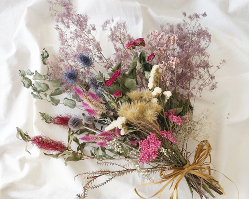 リース　かすみ草　ドライフラワー　スワッグ　ブーケ　リースブーケ ドライフラワースワッグ♡ブーケ45～50cm ドライフラワー cocoshop