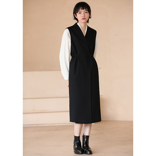 ノースリーブワンピース ノースリーブコート ロングベスト式ワンピース
