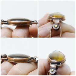 簡單系列-虎眼石‧黃銅鉚釘‧硫化紅銅手工鍊手鍊 第6張的照片