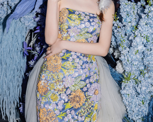 Aidan Mattox☆ブルー花柄ジャガード織りオフショルダードレス Amazon.com: Aidan Mattox by Adrianna Papell Women's Off The