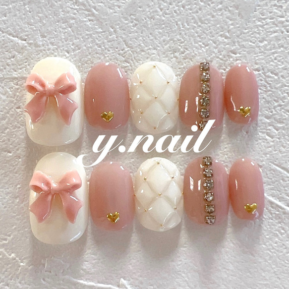 リボンネイル/キルティングネイル/ガーリーネイル ネイルチップ（つけ  