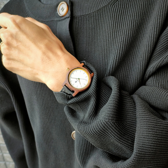 【木製腕時計】EINBAND Glanz スタイリッシュ 天然 木の時計 ウッドウォッチ 本革レザーベルト【32mm】 8枚目の画像