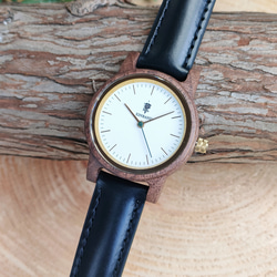 【木製腕時計】EINBAND Glanz スタイリッシュ 天然 木の時計 ウッドウォッチ 本革レザーベルト【32mm】 1枚目の画像