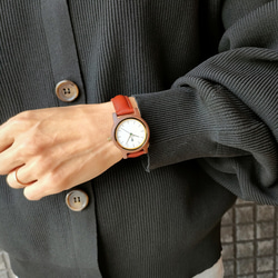 【木製腕時計】EINBAND Glanz スタイリッシュ 天然 木の時計 ウッドウォッチ 本革レザーベルト【32mm】 9枚目の画像