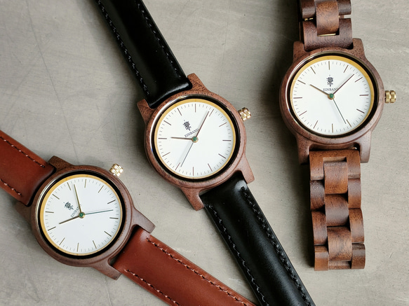 【木製腕時計】EINBAND Glanz スタイリッシュ 天然 木の時計 ウッドウォッチ クルミ【32mm】 10枚目の画像
