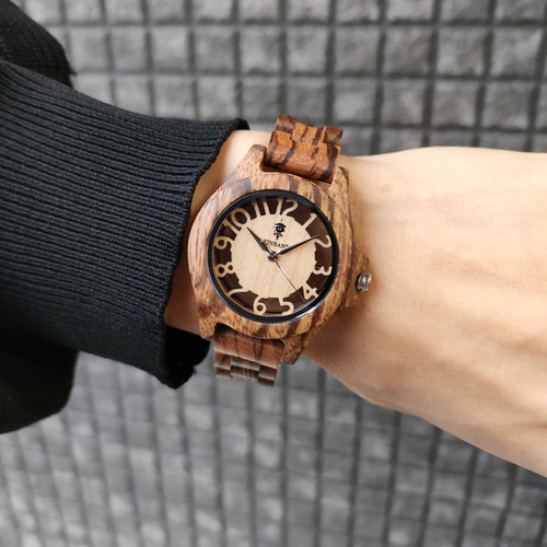 木製腕時計】EINBAND Freiheit Zebrawood メイプル文字盤 木の