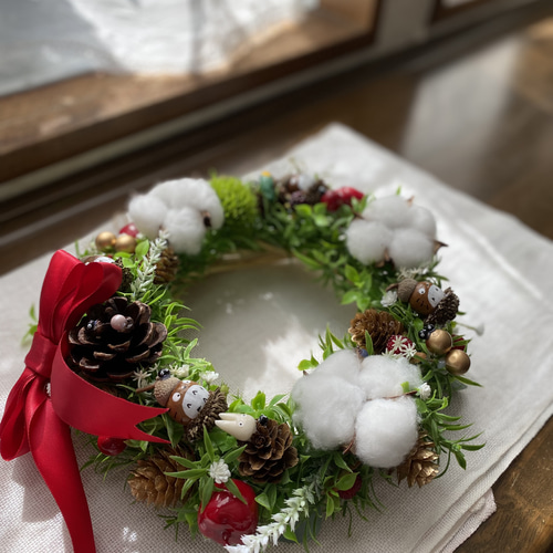 どんぐり　　クリスマスリース　リース 早割 森のどんぐり クリスマスリースL リース さくらどんぐり工房 通販