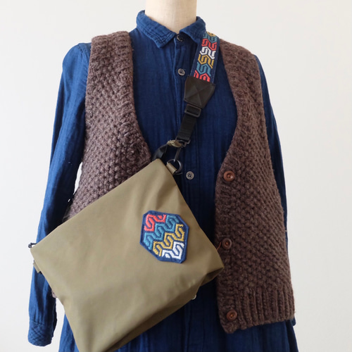 こぎん刺しサコッシュ♬カラフルンルン【ショルダーバック☺︎刺繍  