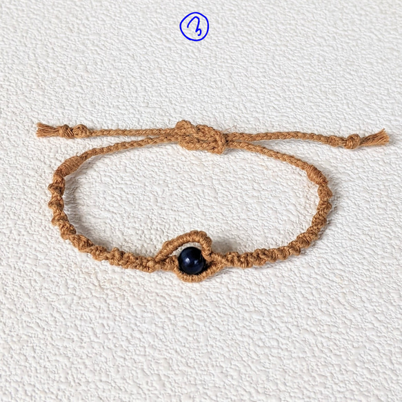 ☆Blue  tiger  eye★  ミサンガ  Anklet  Hemp 4枚目の画像